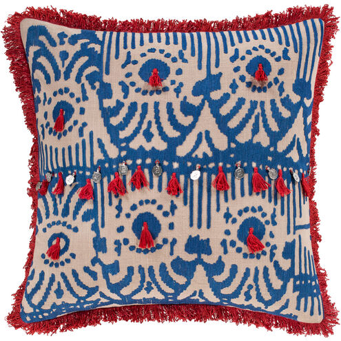 Walai 20 X 20 inch Bright Red/Ivory/Dark Blue/Khaki Pillow Kit, Square