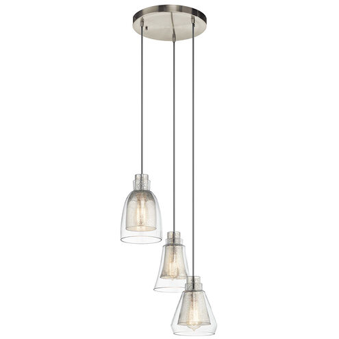 Evie 3 Light 14 inch Brushed Nickel Pendant Ceiling Light