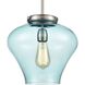 Amore 1 Light 12 inch Light Blue with Satin Nickel Pendant Ceiling Light