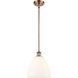 Ballston Dome LED 9 inch Antique Copper Mini Pendant Ceiling Light in Matte White Glass