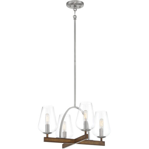 Birnamwood 4 Light 20 inch Koa Wood/Pewter Chandelier Ceiling Light, Convertible
