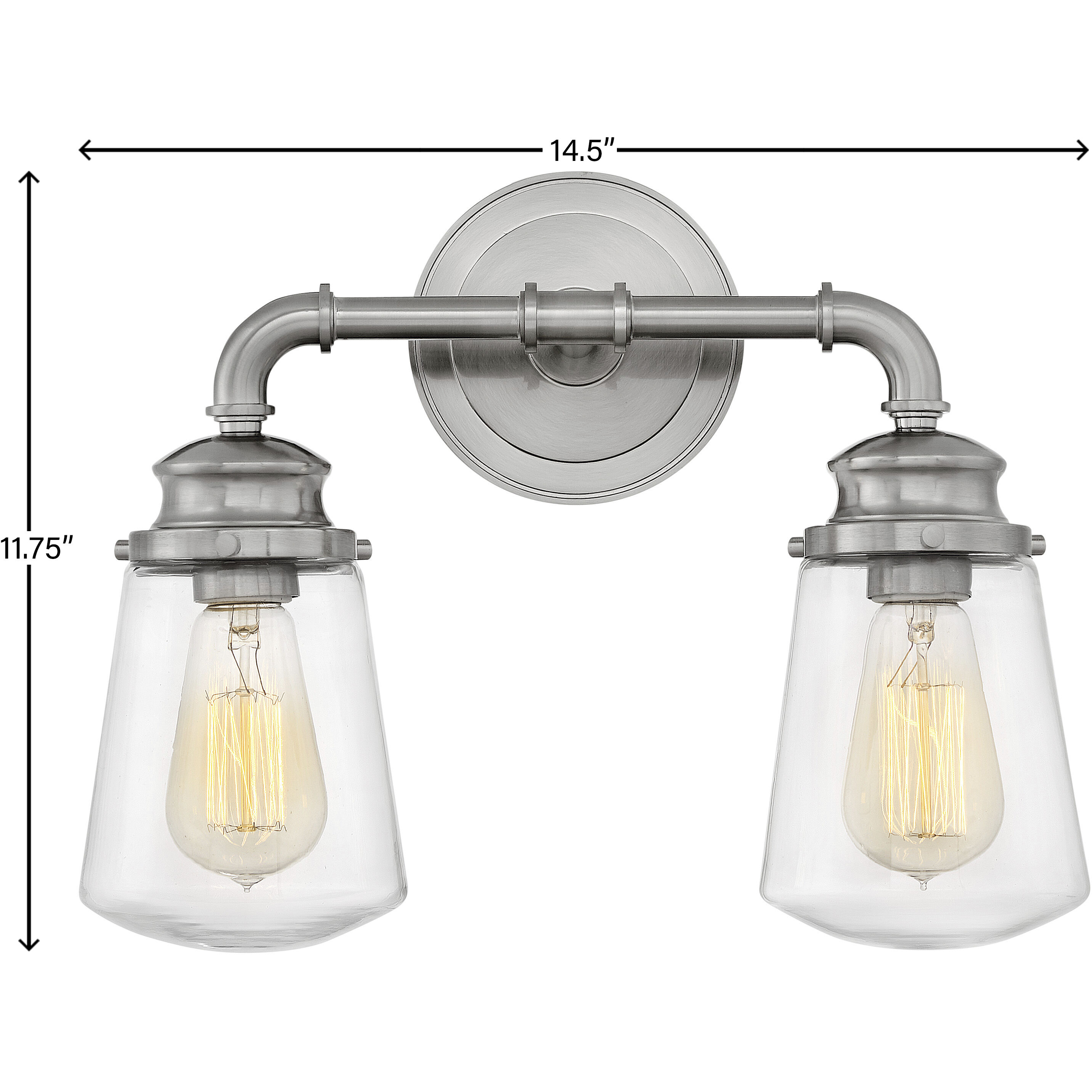 Fritz 2 Light 14.5 inch Brushed Nickel Vanity Light Wall Light