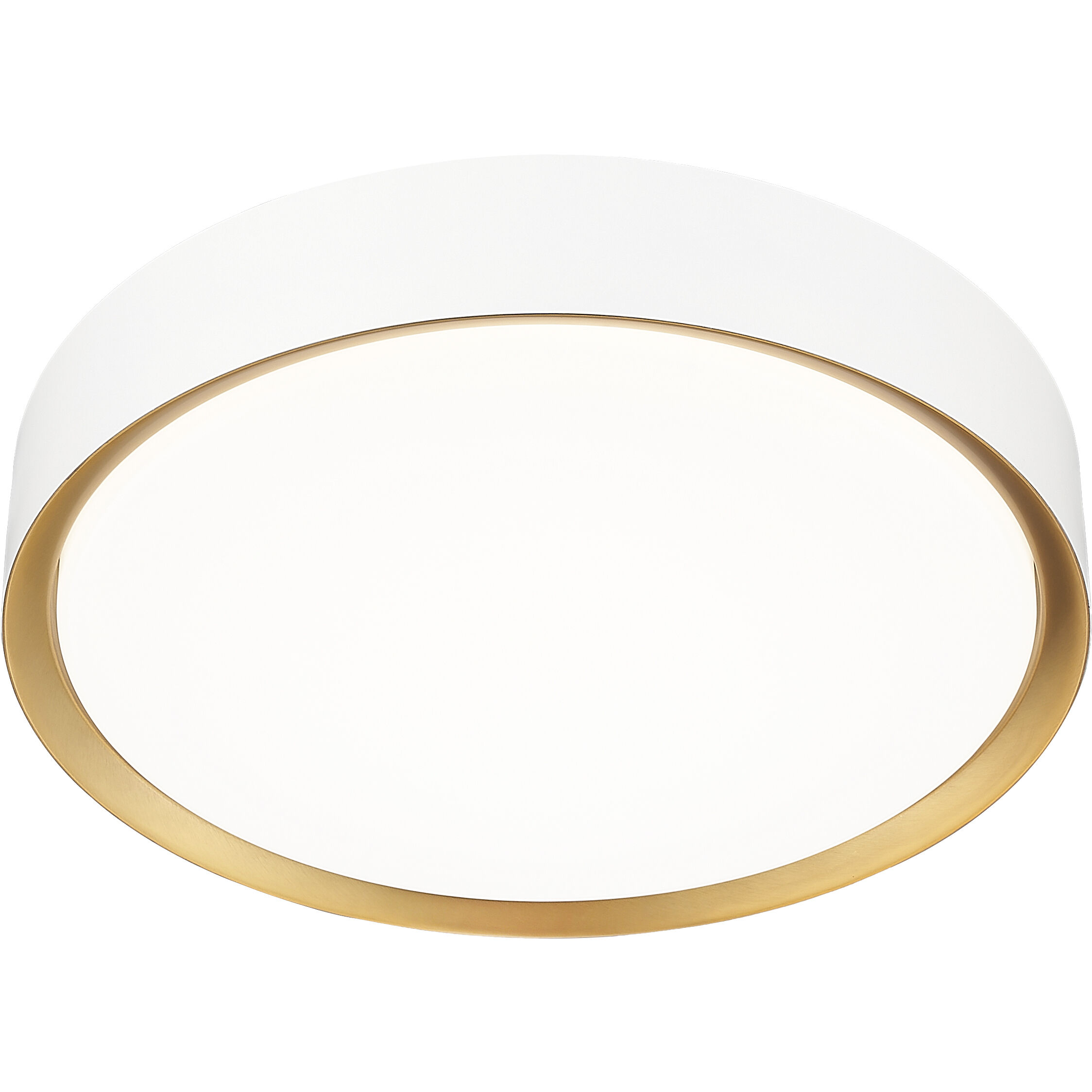 Kawan LED 16 inch Matte White and Modern Gold Flush Mount Ceiling Light