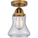 Nouveau 2 Bellmont 1 Light 6 inch Brushed Brass Semi-Flush Mount Ceiling Light in Seedy Glass