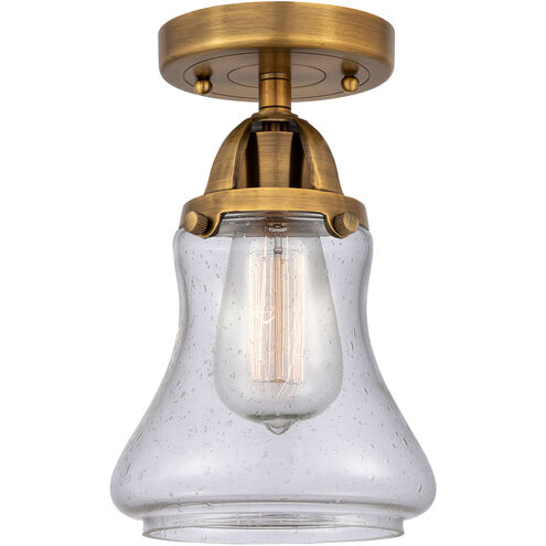 Nouveau 2 Bellmont 1 Light 6 inch Brushed Brass Semi-Flush Mount Ceiling Light in Seedy Glass