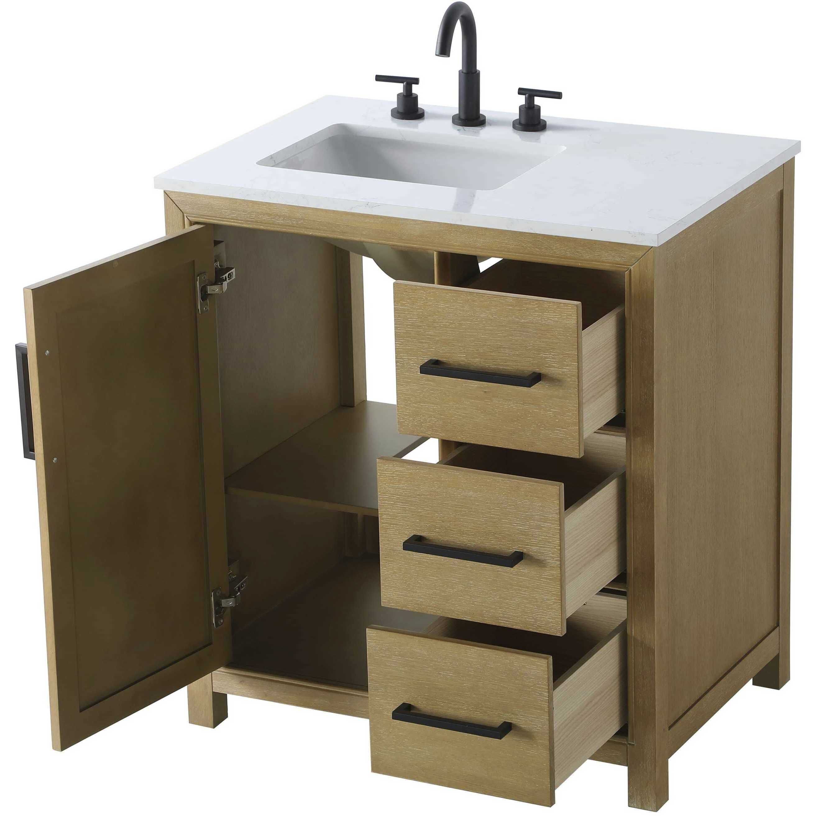 Alina 32 X 34 inch Linen Oak Bathroom Vanity Cabinet