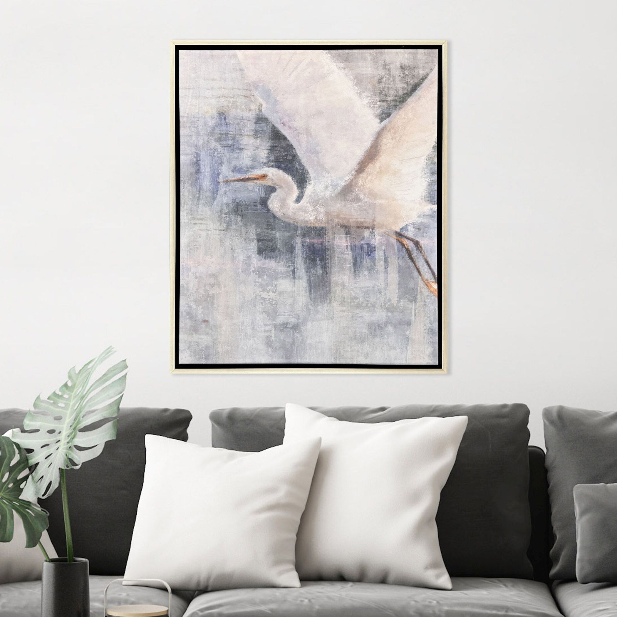Glacier Heron Gray and Blue and White Canvas, Propac