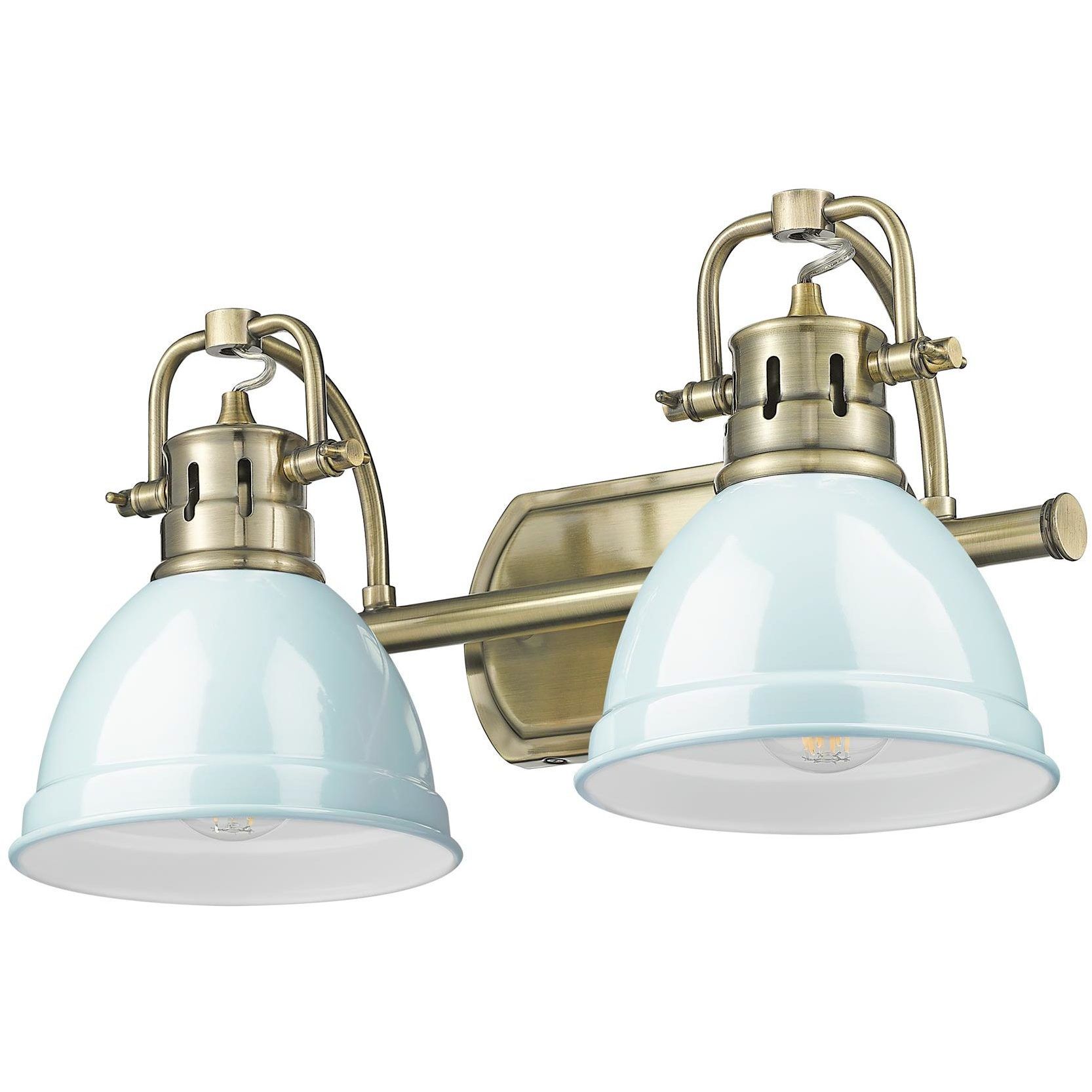 Yep Duncan Vanity Wall Light in Aged Brass, Seafoam