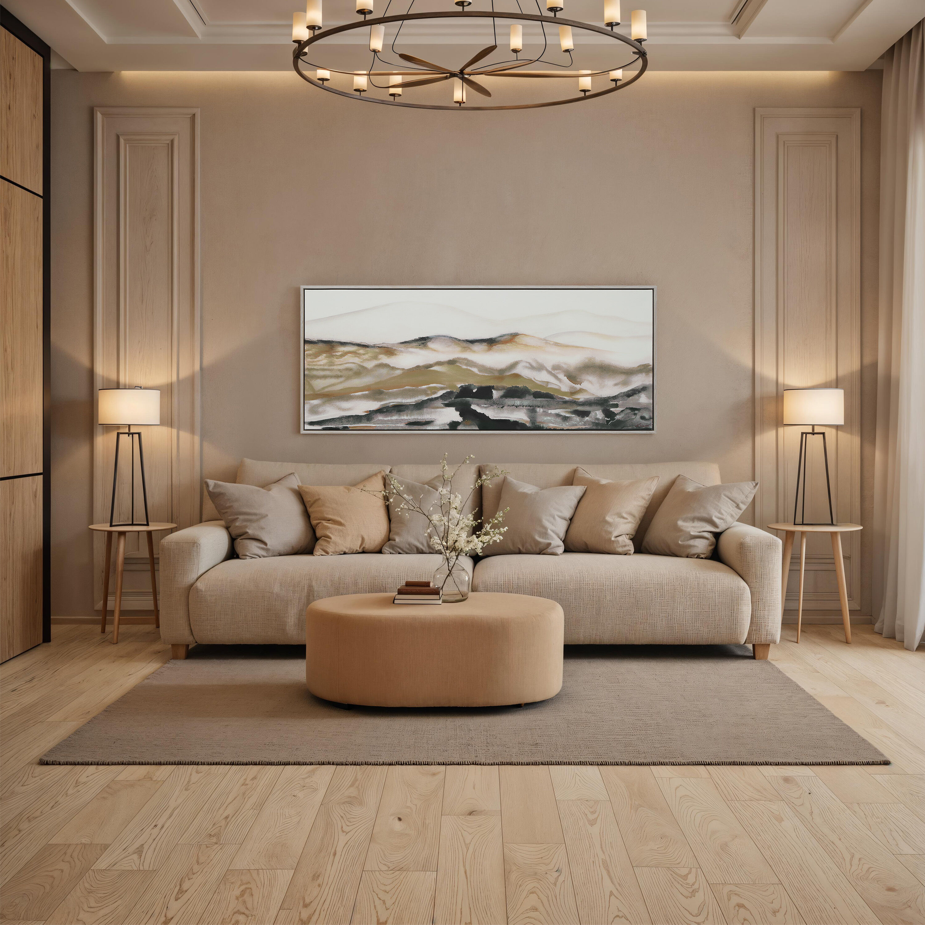 Campsis Multicolor and Cream Canvas Art