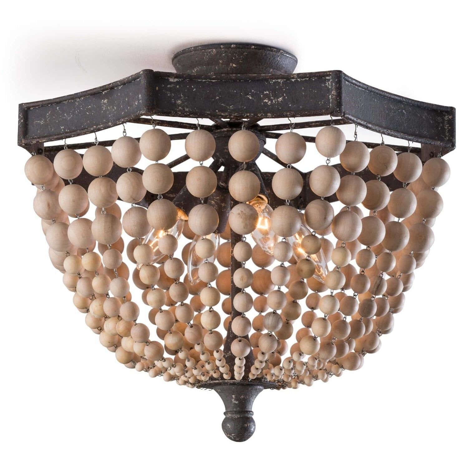 Beaded flush store mount ceiling light