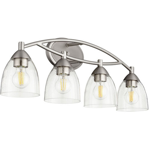 Barkley 4 Light 29 inch Satin Nickel Vanity Light Wall Light in Clear Seeded