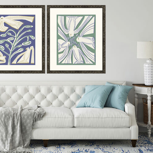 Block Flock Green and Blue and Yellow Framed Art