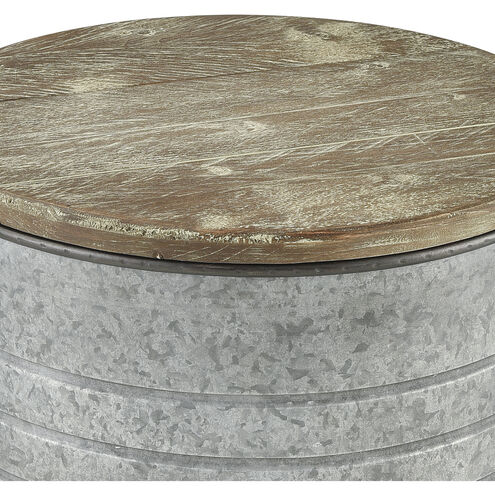 Cannes 16 inch Galvanized with Natural Accent Table