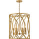 Leona 6 Light 22 inch Distressed Brass Drum Chandelier Ceiling Light