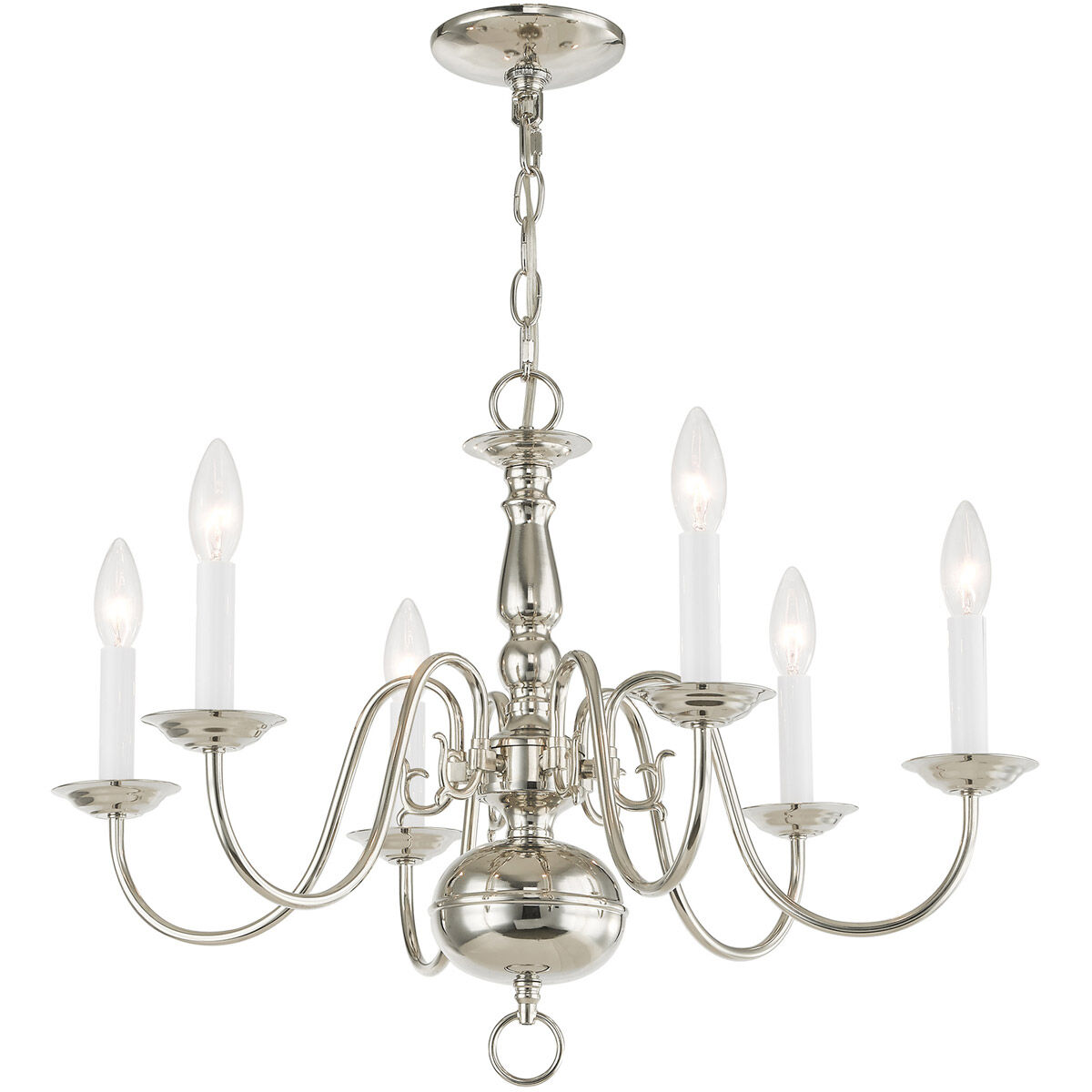 Williamsburgh 6 Light 24 inch Polished Nickel Chandelier Ceiling Light