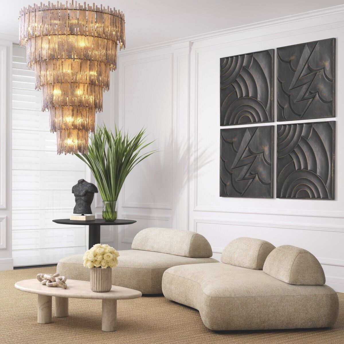 Saint Roch 35 Light 45.67 inch Light Brushed Brass Chandelier Ceiling Light, XXL