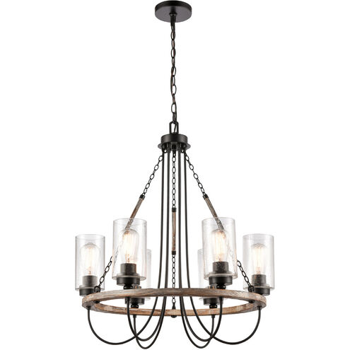 Paladin LED 25 inch Matte Black Chandelier Ceiling Light in Seedy Glass