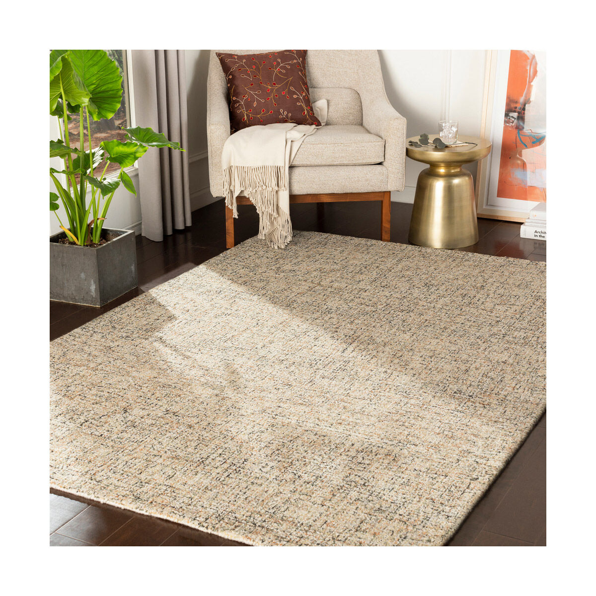 Robin 90 X 60 inch Dark Green/Cream/Khaki/Camel Rugs, Rectangle