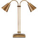 Symmetry 21 inch Antique Brass Double Desk Lamp Portable Light