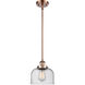 Ballston Large Bell 1 Light 8 inch Antique Copper Pendant Ceiling Light in Seedy Glass