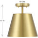 Contemporary 1 Light 10 inch Natural Brass Semi-Flush Ceiling Light