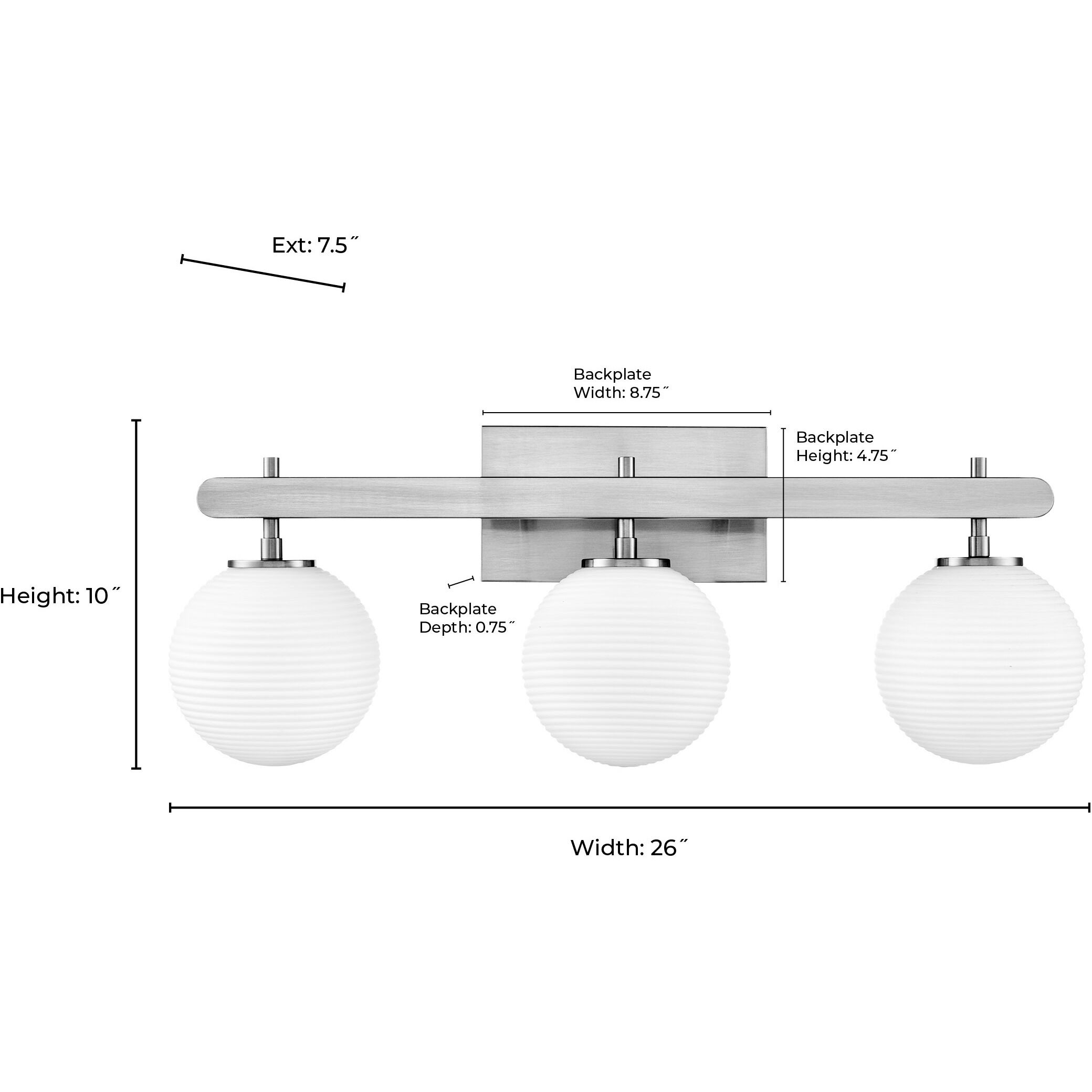 Coretta 3 Light 26 inch Modern Gold Bathroom Vanity Light Wall Light