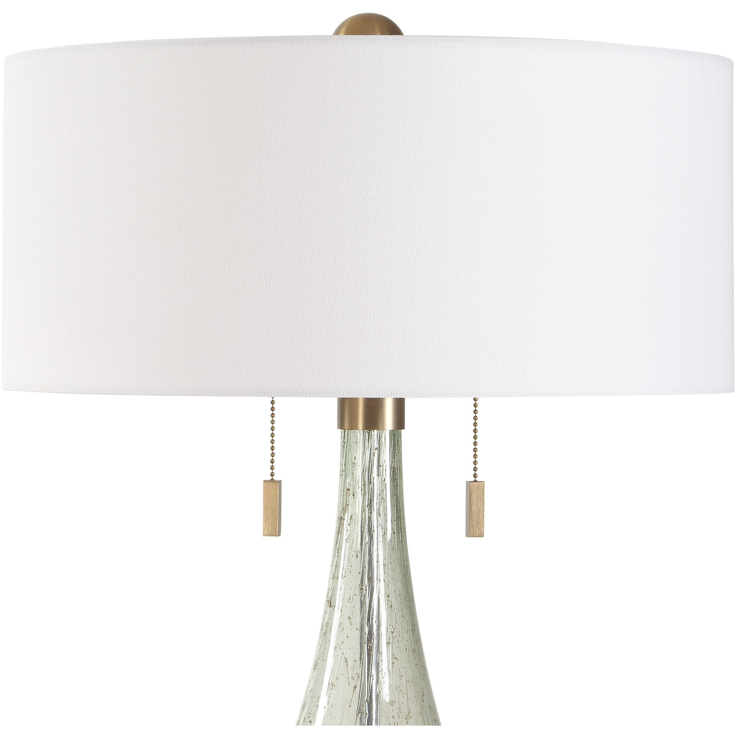 Cardoni 32.25 inch 60 watt Smokey Fern-Green Glass and Crystal Table Lamp Portable Light