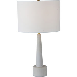 Normanton 26 inch 100 watt White Marble and Antique Brass Table Lamp Portable Light, Small