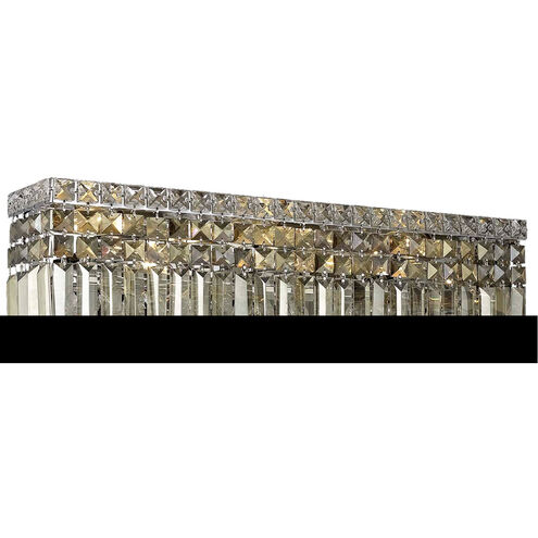 Maxime 6 Light 26 inch Chrome Vanity Light Wall Light in Golden Teak, Royal Cut