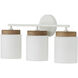 Liam 3 Light 23.5 inch Light Wood and White Vanity Light Wall Light