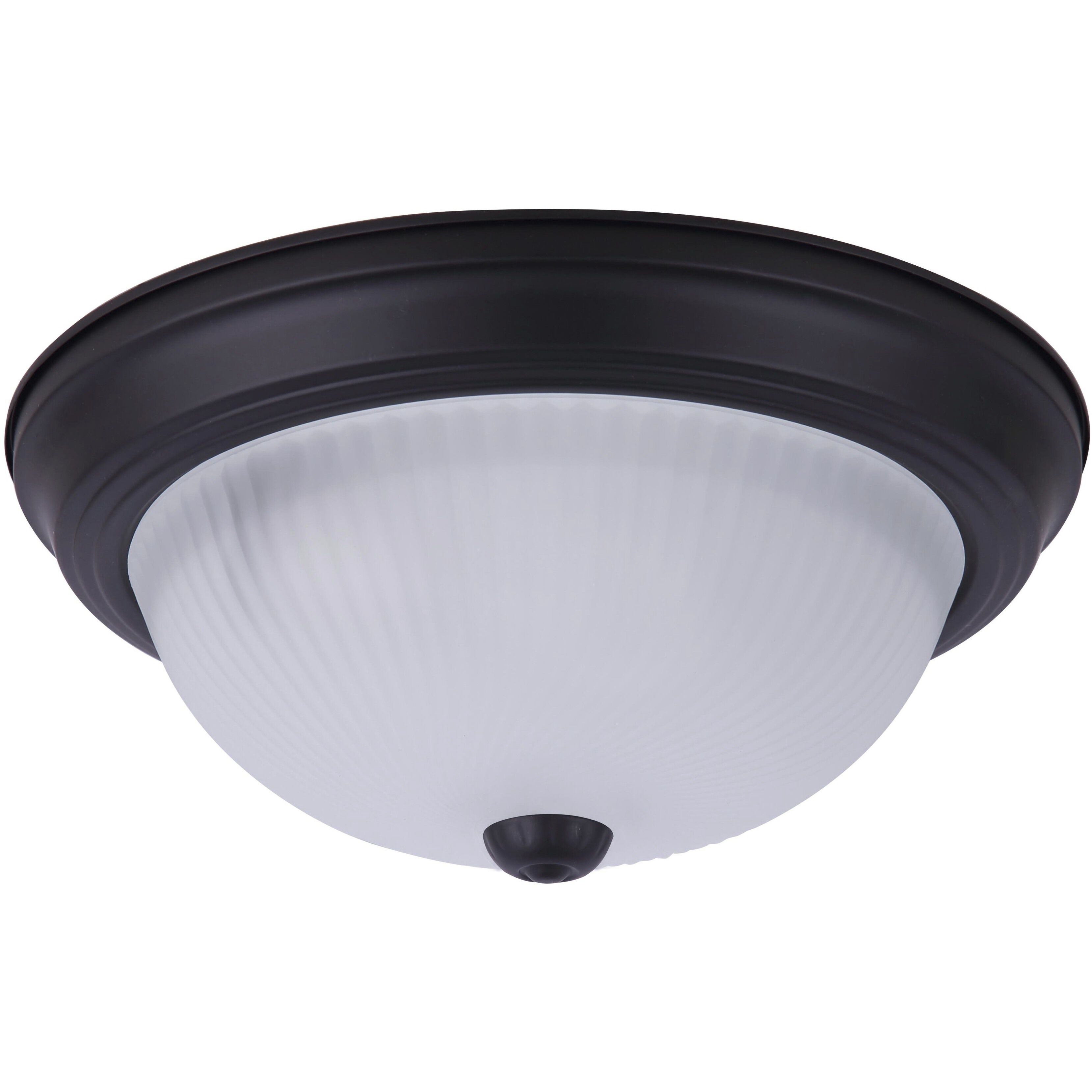 Madison 2 Light 13 inch Matte Black Flush Mount Ceiling Light in Frosted Ribbed Glass