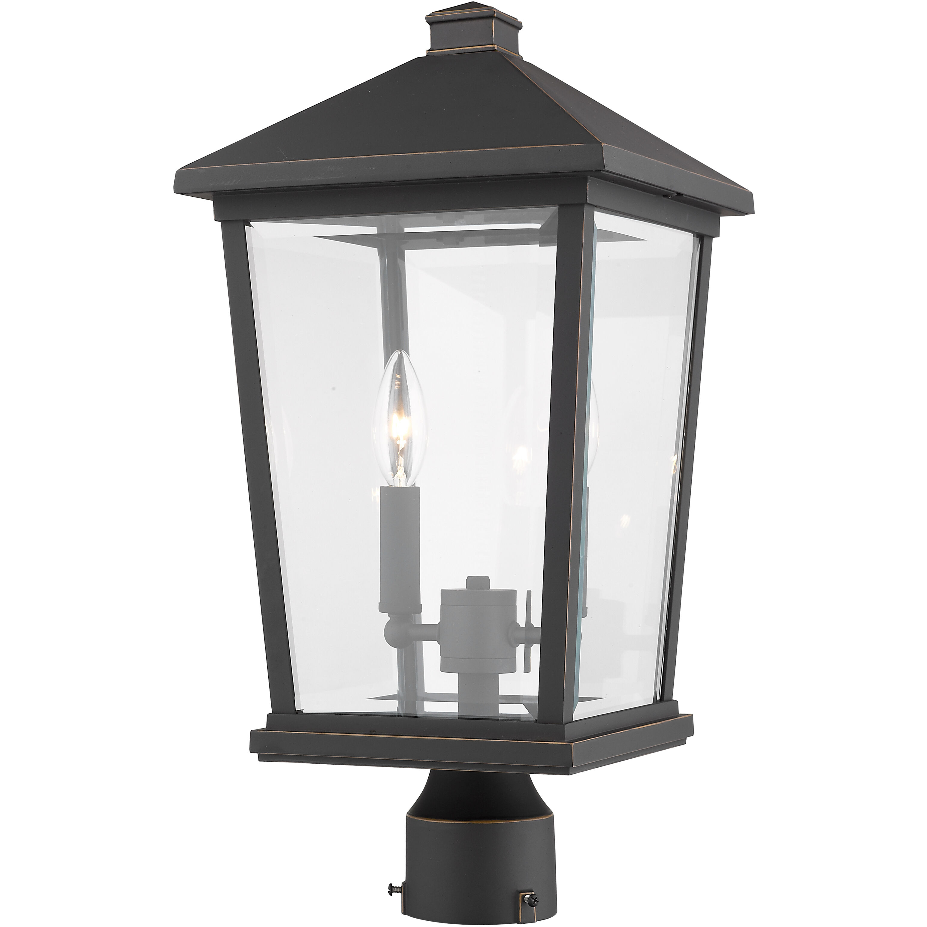 Beacon 2 Light 19.5 inch Oil Rubbed Bronze Outdoor Post Mount Fixture in 8