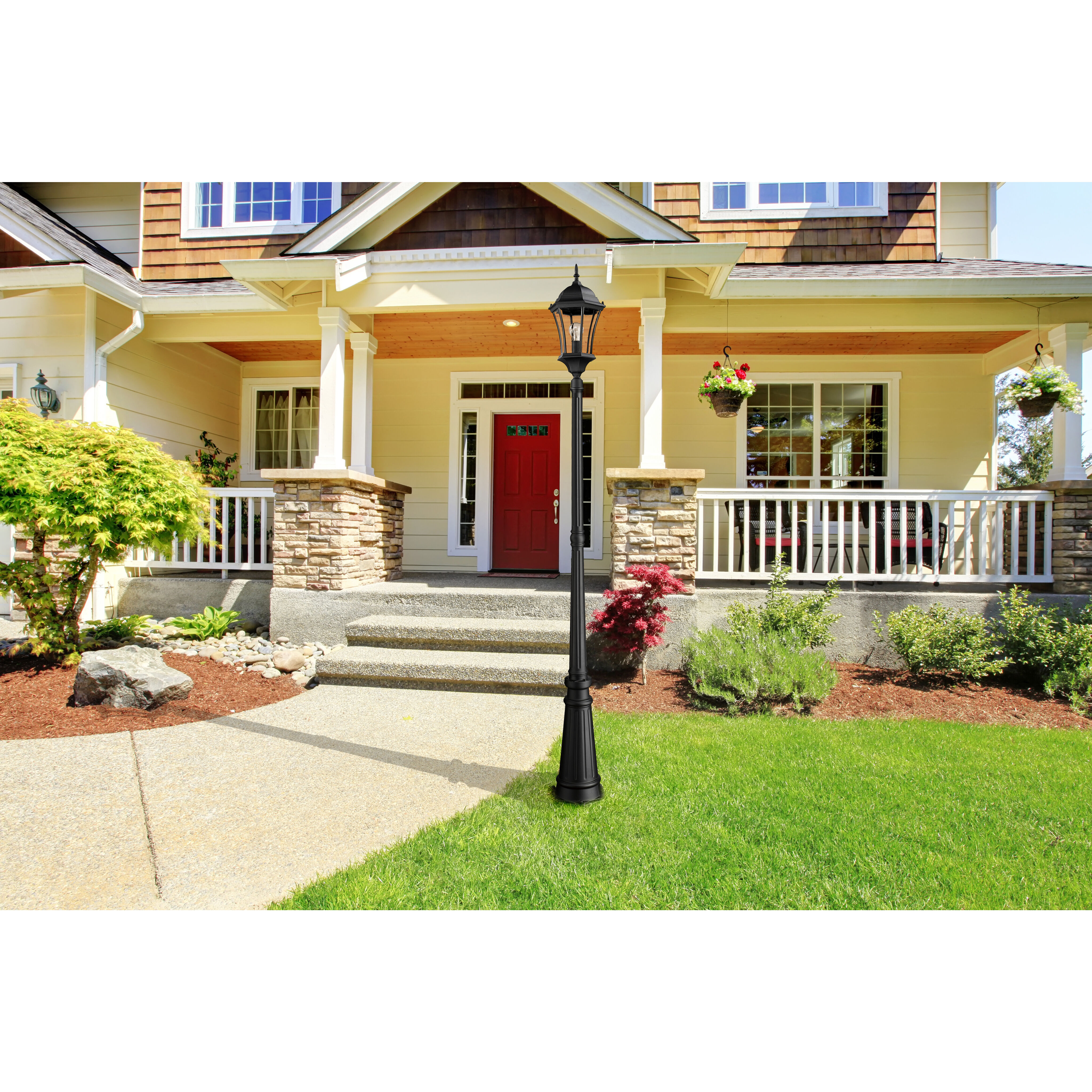 Wakefield 1 Light 90 inch Black Outdoor Post Mounted Fixture