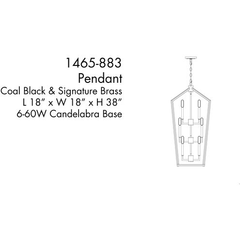 Colwick 6 Light 17.75 inch Matte Black and Signature Gold Pendant Ceiling Light