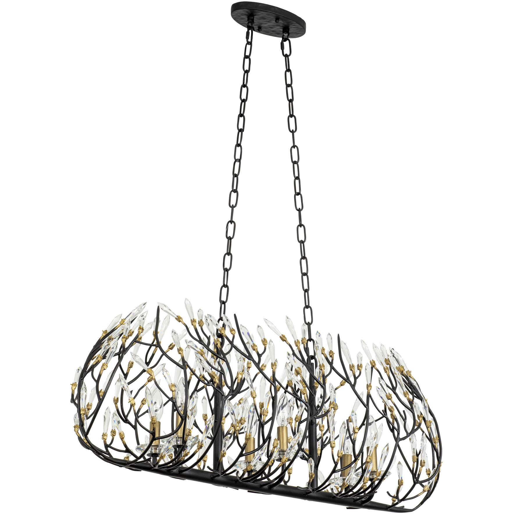 Bask 6 Light 36 inch Matte Black and French Gold Linear Pendant Ceiling Light