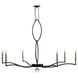New Traditional 6 Light Matte Black and Raw Steel Chandelier Ceiling Light