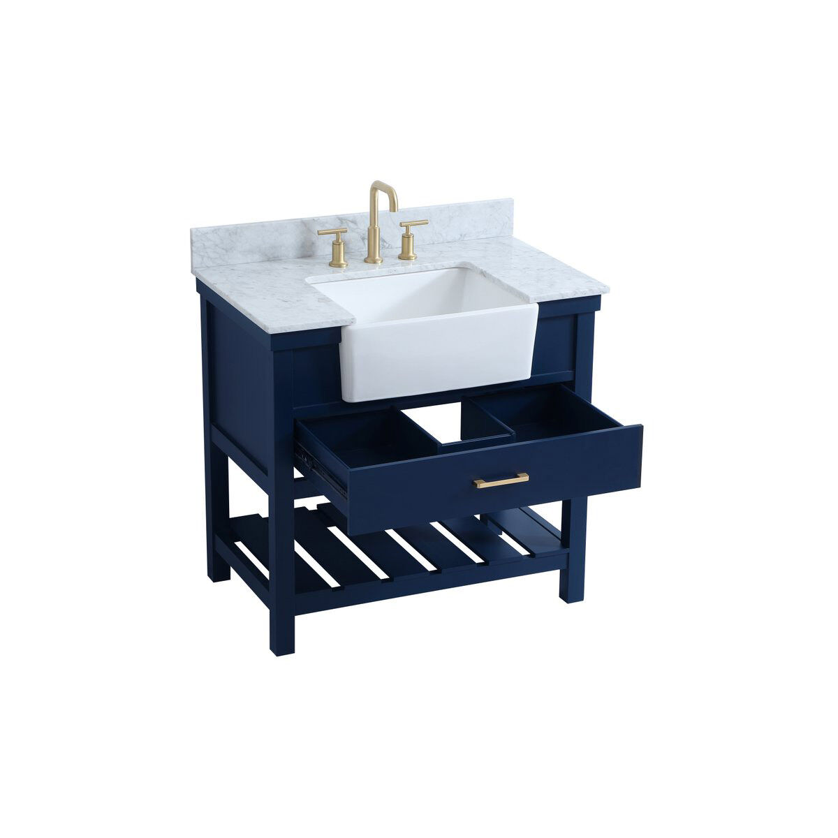 Clement 36 X 22 X 34 inch Blue Bathroom Vanity Cabinet