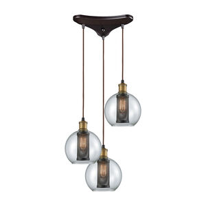 Airmont 3 Light 10 inch Oil Rubbed Bronze with Tarnished Brass Multi Pendant Ceiling Light, Configurable