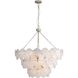 Yep Cascada 13 Light 31.75 inch Aegean Silver Pendant Ceiling Light in Cirrus Cloud Glass, 3 Tier