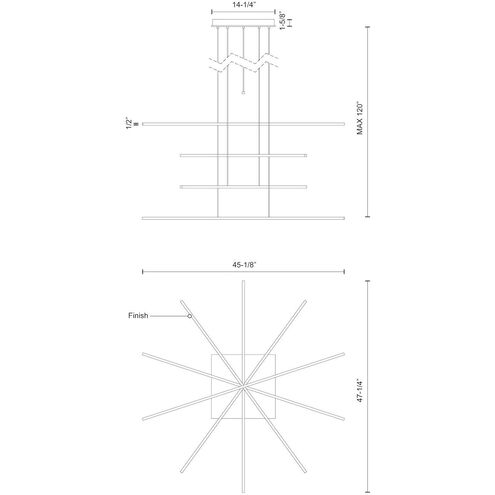 Vega Minor LED 47.25 inch Brushed Nickel Multi Pendant Ceiling Light