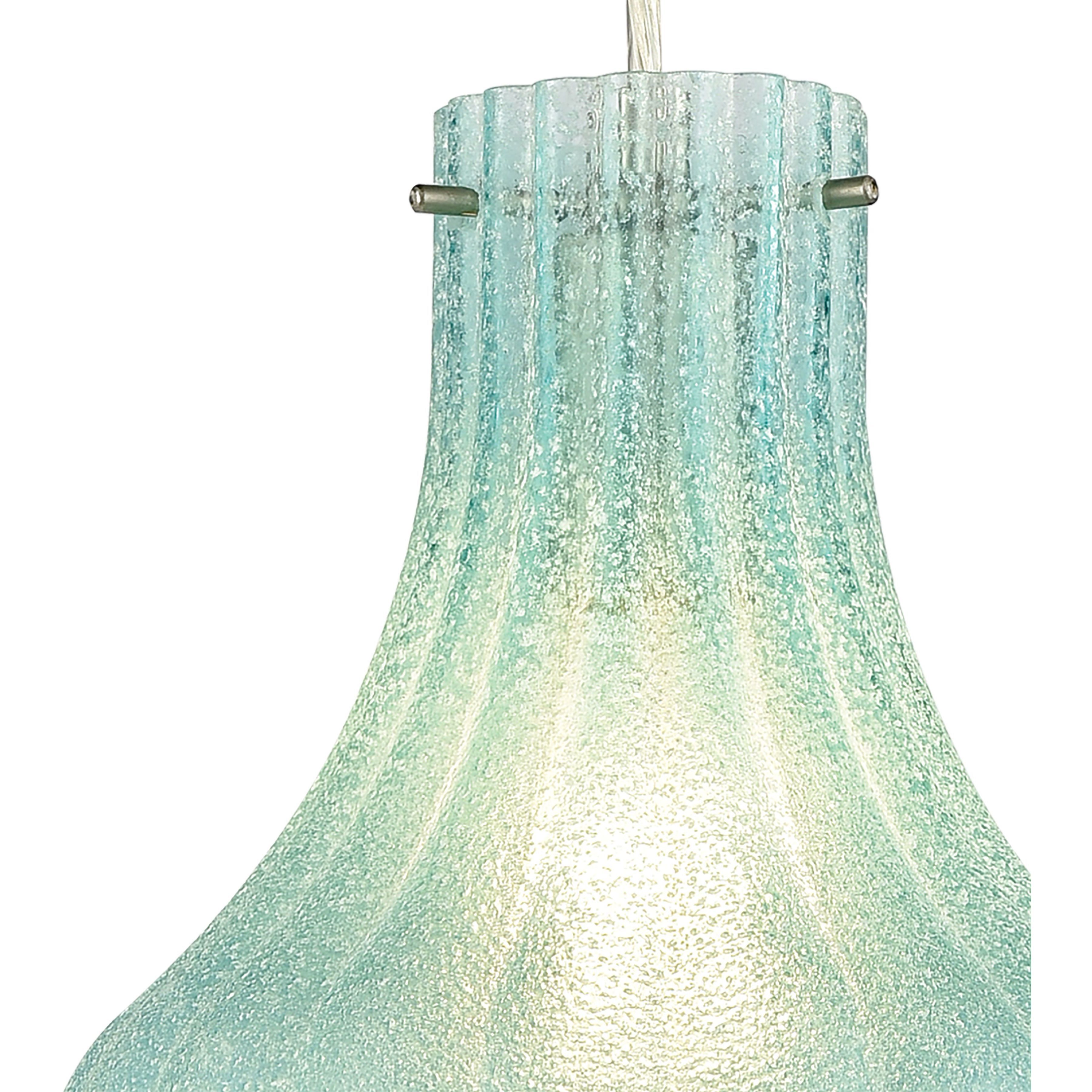 Coastal Scallop 1 Light 8 inch Satin Nickel Mini Pendant Ceiling Light in Seafoam Sugar Scavo Glass