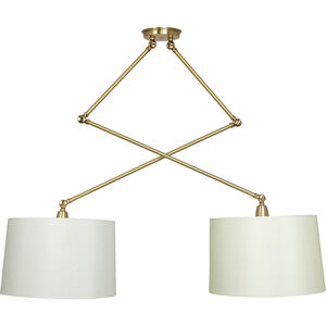 Uptown 2 Light Satin Brass and Polished Brass Double Adjustable Pendant Ceiling Light