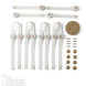 Art & Alchemy SNAPS LED 86.5 inch Modern Brass Pendant Ceiling Light in White Leather with Alabaster, Large