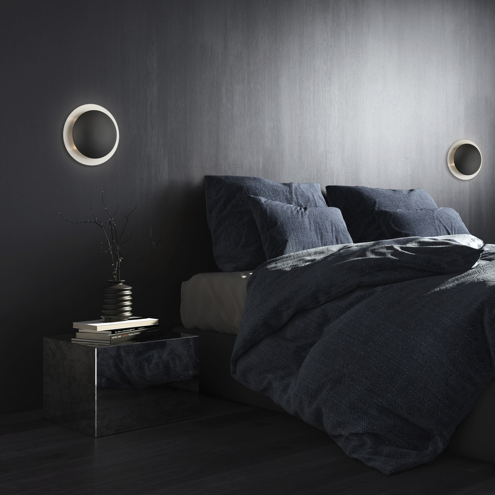 Ventura 2 Light 11 inch Black with Brushed Nickel Reflector Backplate Semi-Flush/Wall Sconce Ceiling Light, Medium