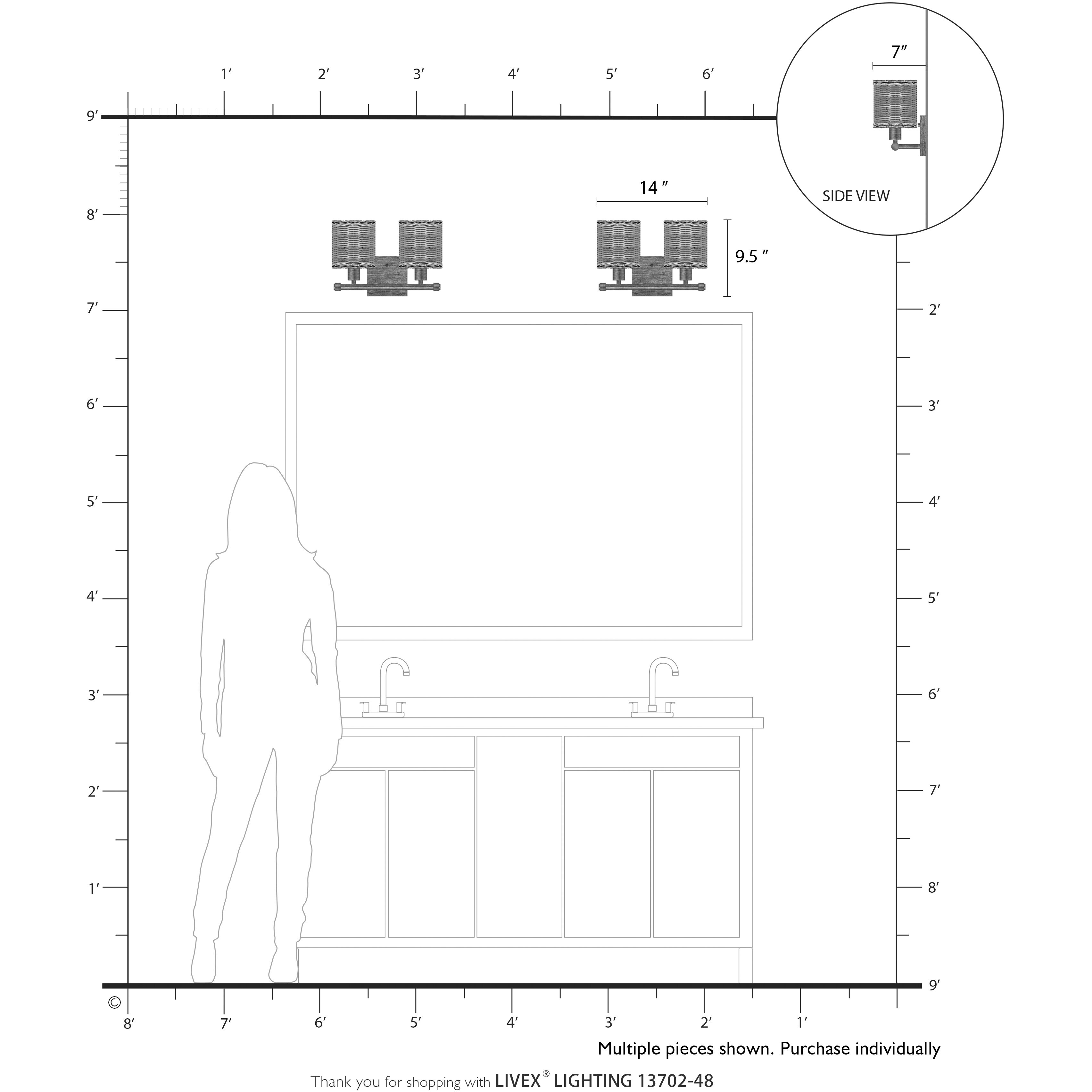 Weavington 2 Light 14 inch Antique Gold Leaf Vanity Wall Sconce Wall Light