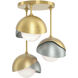 Brooklyn 3 Light 12 inch Modern Brass and Vintage Platinum Semi-Flush Ceiling Light in Modern Brass/Vintage Platinum