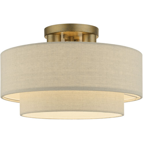 Bellingham 3 Light 15 inch Antique Gold Leaf Semi Flush Mount Ceiling Light, Large