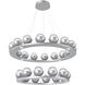 Cabochon LED Classic Silver Chandelier Ceiling Light in 3000K LED, Clear, Two-Tier