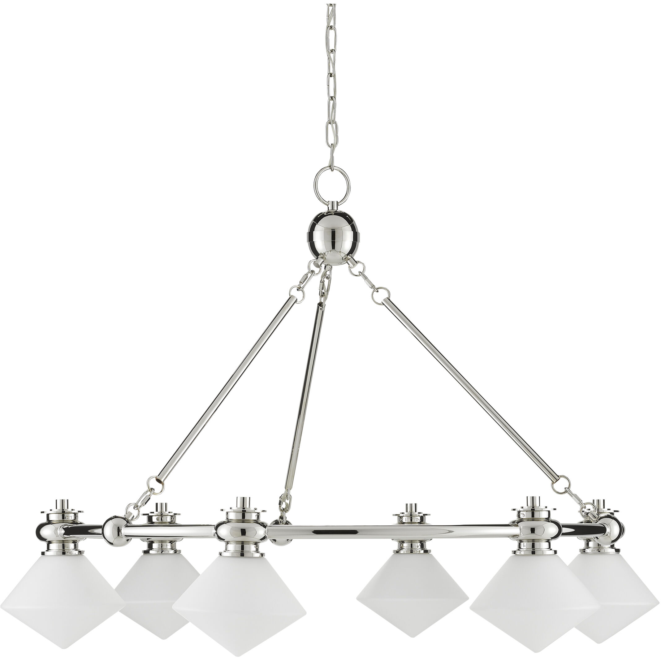 Rycroft 6 Light 39 inch Polished Nickel/White Chandelier Ceiling Light