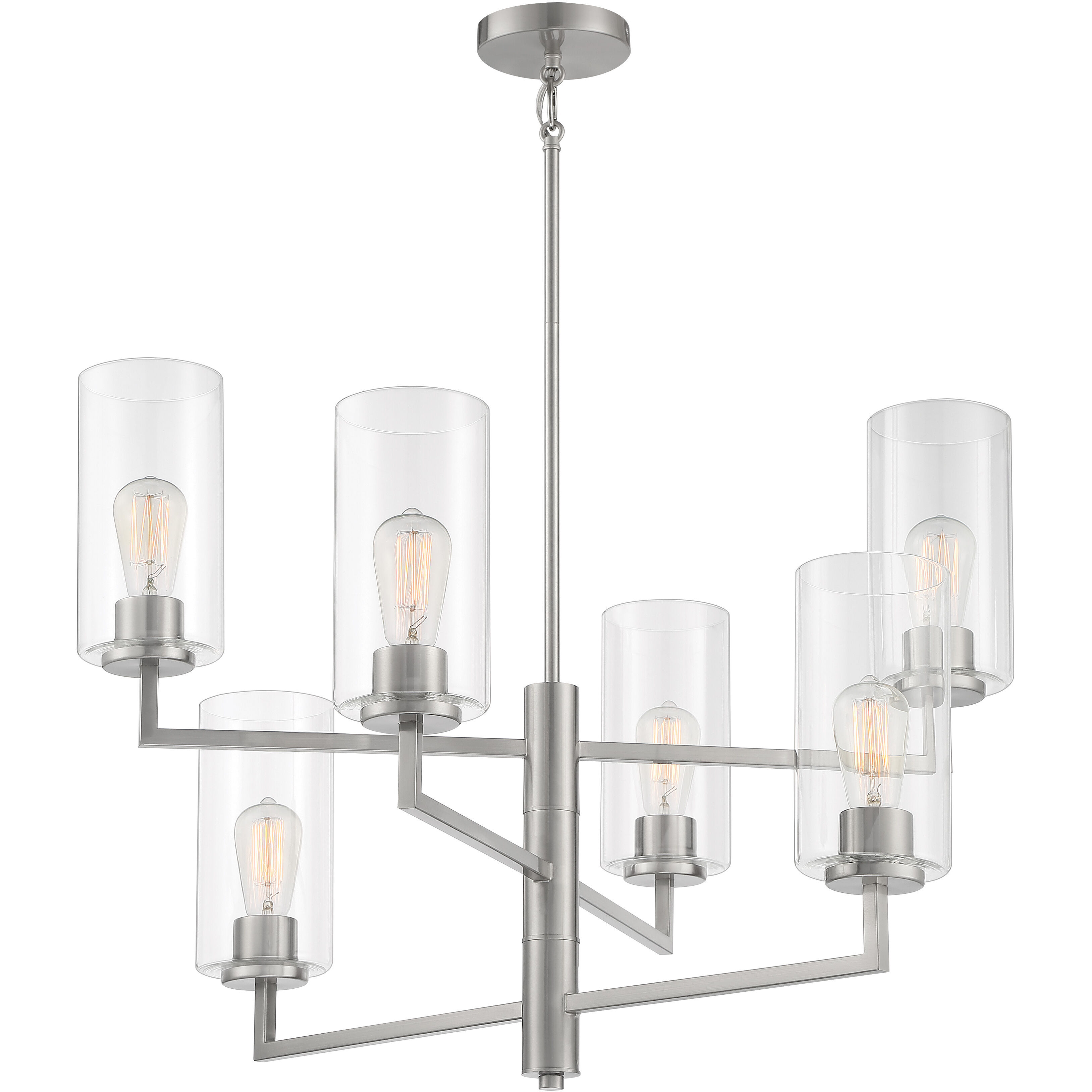 Acacia 6 Light 30 inch Brushed Nickel Chandelier Ceiling Light
